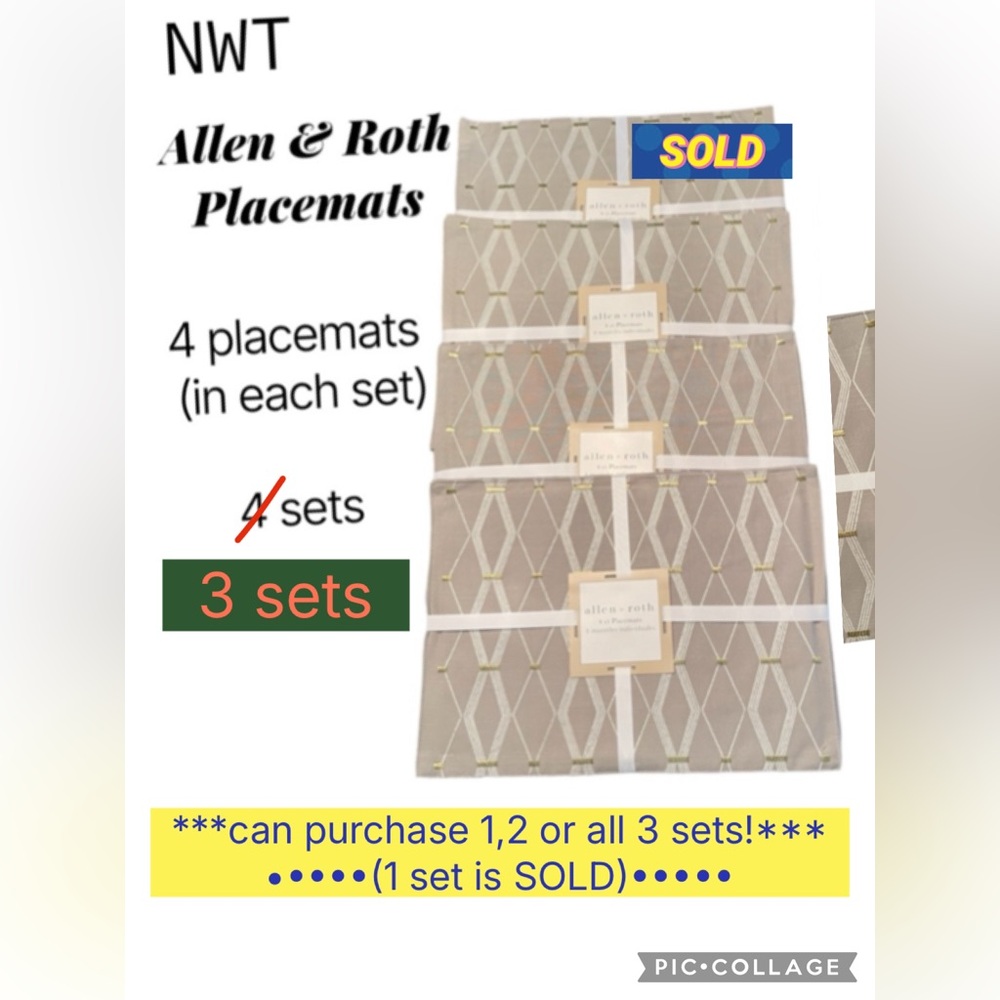 NEW WITH TAG~~ Allen & Roth Placemats Set~~ (includes 4 placemats) for $19